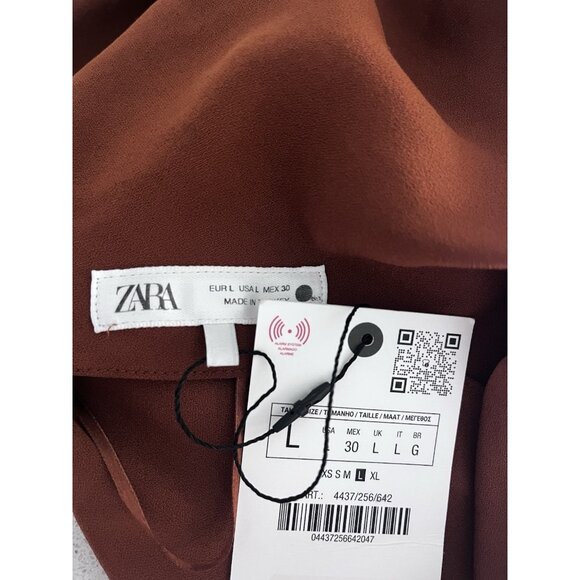 ZARA ZW COLLECTION Belted Midi Dress Size Large Sleeveless New side pleat - Picture 7 of 9